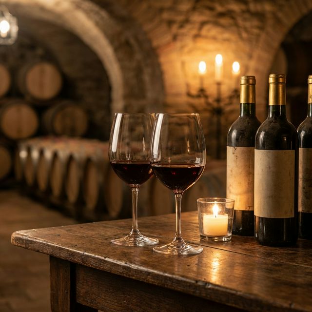 Calici di vino in cantina