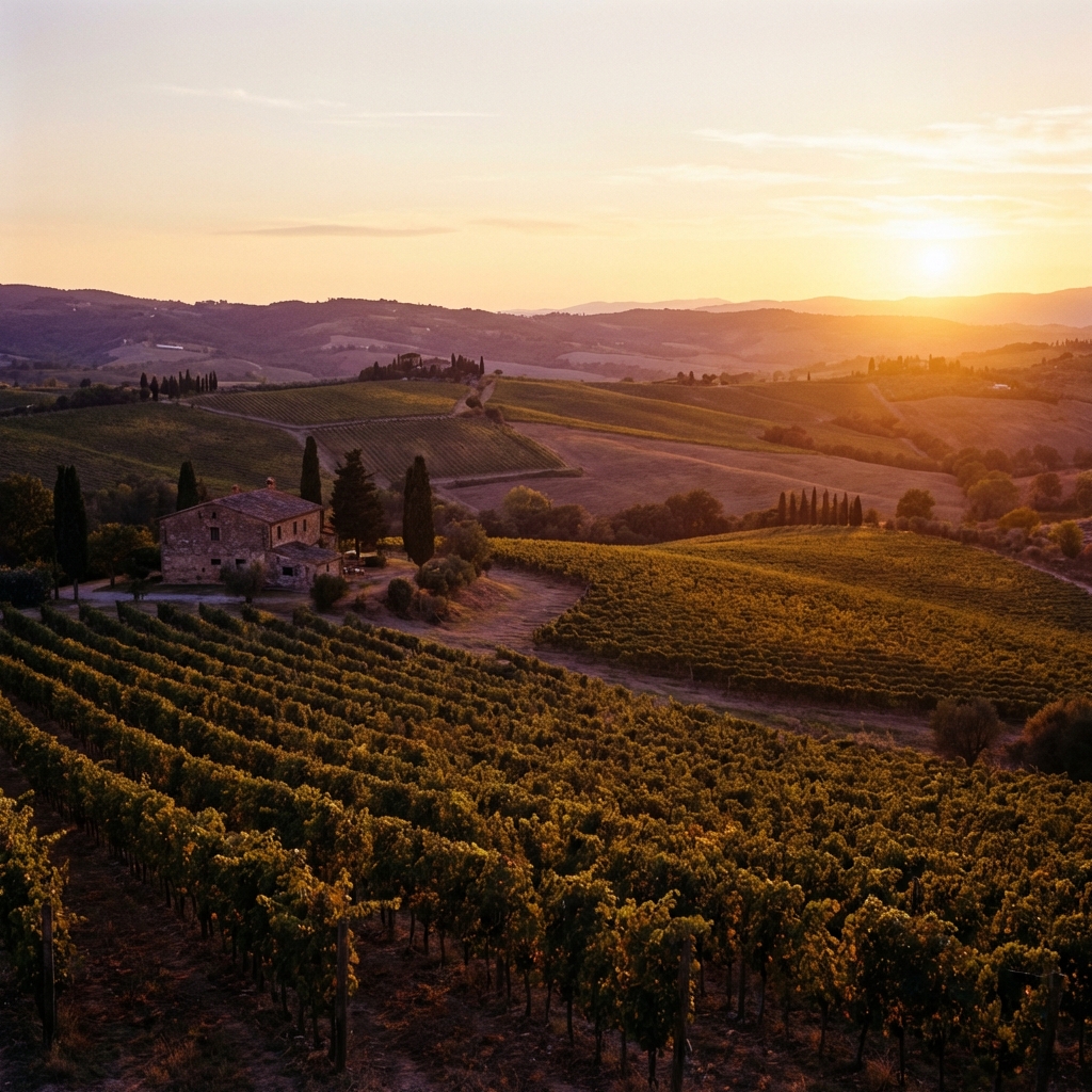 Vigna italiana al tramonto