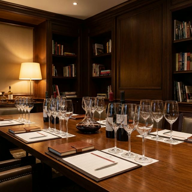 Sala di formazione con calici per degustazione